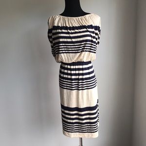 Suzi Chin Fine Knit Striped Sleeveless Dress